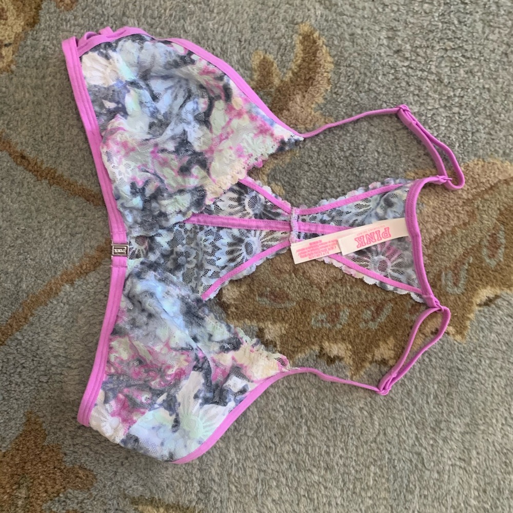 TWO VS Pink Lace bralettes